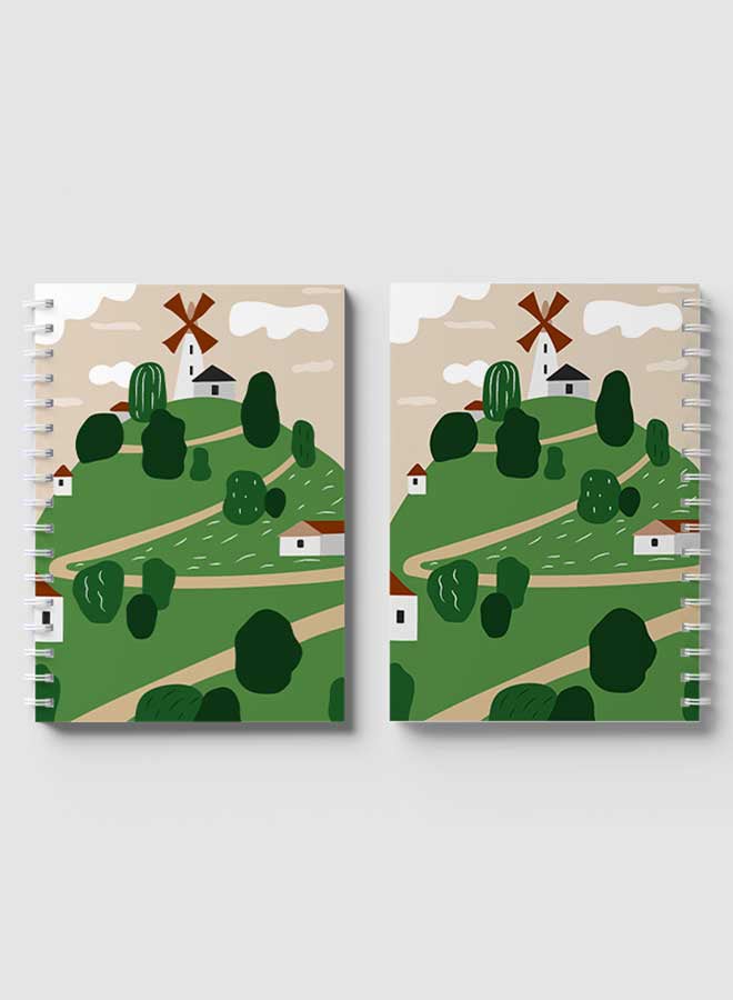 LOWHA Spiral Notebook For School Or Business Note Taking With 60 Sheets  Cover Farmland Art Multicolour - Image 4