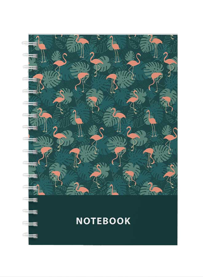 LOWHA - Spiral Notebook For School Or Business Note Taking With 60 Sheets  Flamingos and Leaves  Pattern Multicolour - Image 1