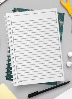 لوحة دفتر ملاحظات بسلك حلزوني للمدرسة أو تدوين الملاحظات الخاصة بالعمل مع 60 ورقة من أوراق الفلامنجو وأوراق الشجر متعدد الألوان  - Image 3