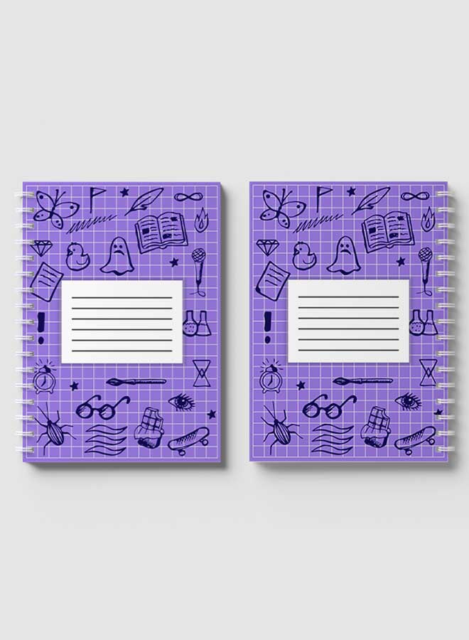 لوحة دفتر ملاحظات بسلك حلزوني للمدرسة أو تدوين ملاحظات العمل مع 60 ورقة إلى خطوط الشبكة متعدد الألوان - Image 4