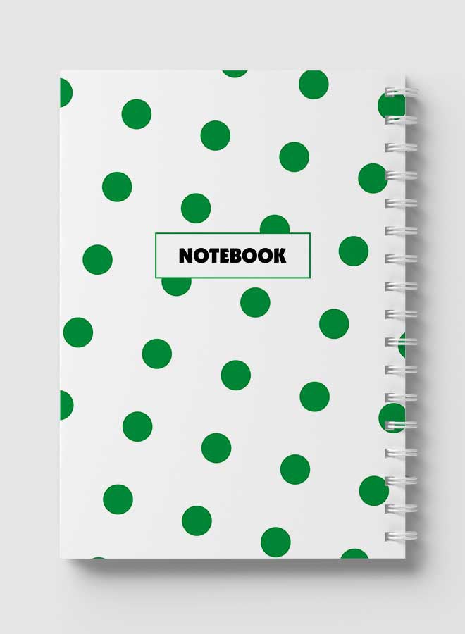 لوحة دفتر ملاحظات بسلك حلزوني للمدرسة أو تدوين ملاحظات العمل يحتوي على 60 ورقة منقطة بلون أخضر تجريدي متعدد الألوان - Image 5