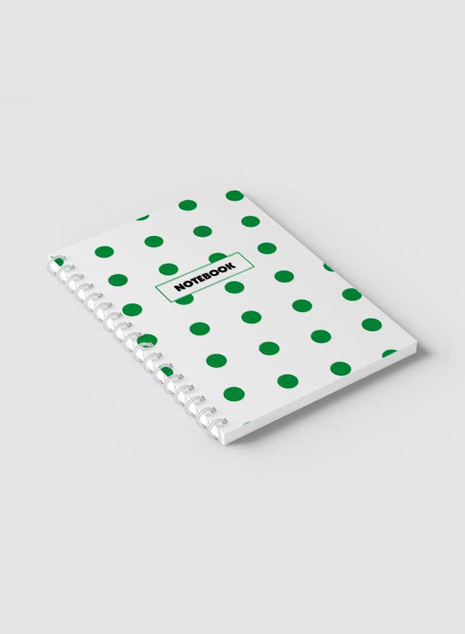 لوحة دفتر ملاحظات بسلك حلزوني للمدرسة أو تدوين ملاحظات العمل يحتوي على 60 ورقة منقطة بلون أخضر تجريدي متعدد الألوان - Image 2