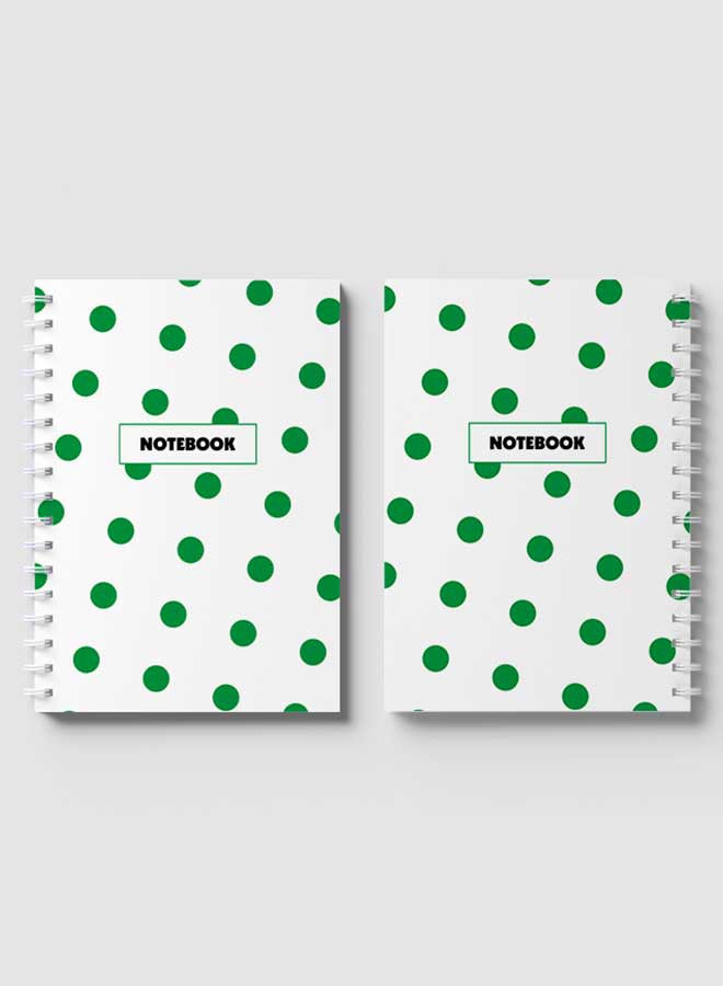 لوحة دفتر ملاحظات بسلك حلزوني للمدرسة أو تدوين ملاحظات العمل يحتوي على 60 ورقة منقطة بلون أخضر تجريدي متعدد الألوان - Image 4