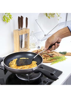 Royalford Nylon Slotted Spatula Ss + Tpr Handle Dishwasher Safe Multicolor Black/White/Grey  - Image 4