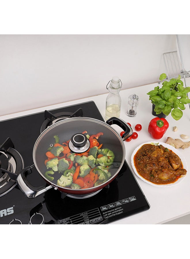 22Cm Wokpan With Glass Lid 3 Layer Non-Stick Coating 22X7Cm Multi Color Multi Color 22X7Cmcm - v1639061589/N13554974A_7