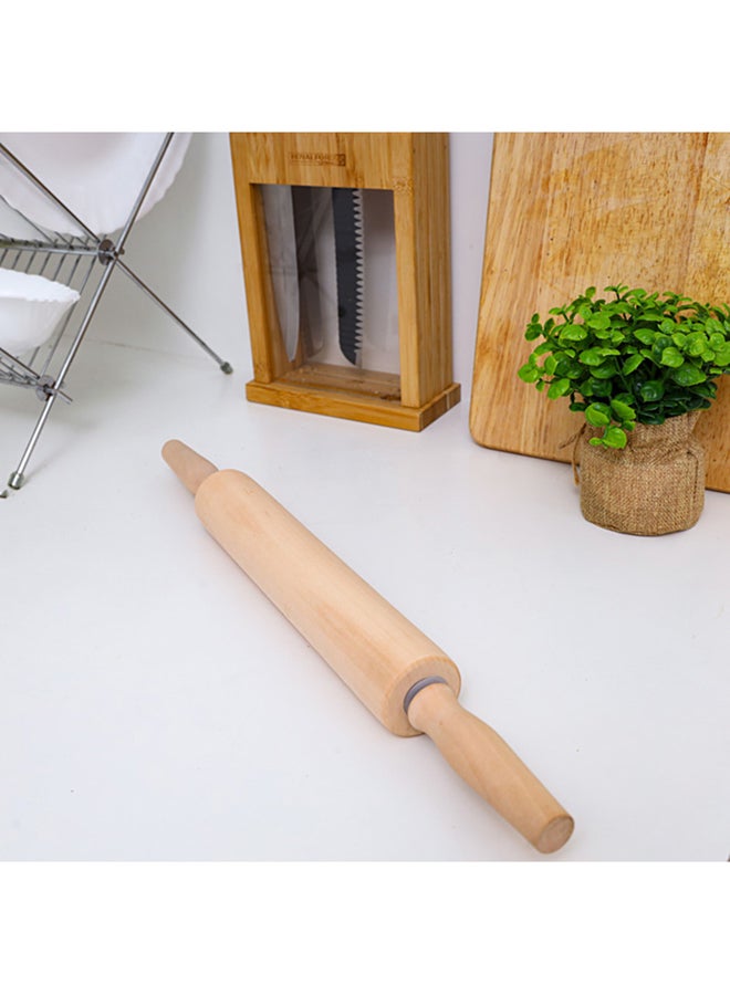 Royalford Wooden Rolling Pin Durable And Light Weight 100% Natural Wood 45x 45CM Beige 45x4.3cm  - Image 5