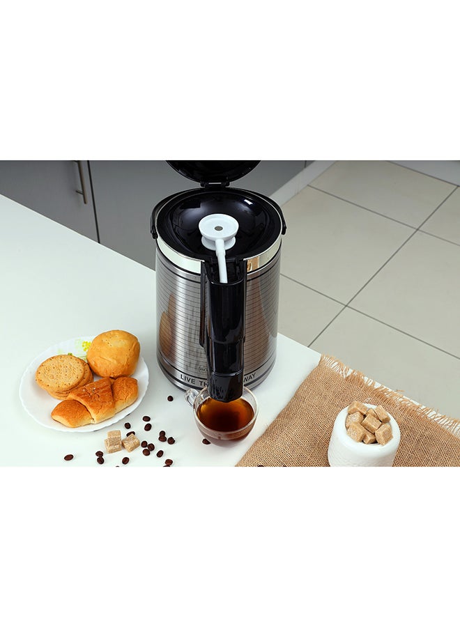 Royalford Royalford 2.50L Glass Vacuum Flask-RF6276| Glass Inner for Hot and Cold Beverages| Comfortable Handle, One Press Switch, Easy to Carry and Safe to Touch| Suitable for Indoor and Outdoor Use| Grey Silver/Black - Image 4