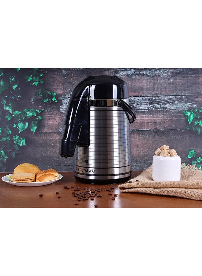 Royalford Royalford 2.50L Glass Vacuum Flask-RF6276| Glass Inner for Hot and Cold Beverages| Comfortable Handle, One Press Switch, Easy to Carry and Safe to Touch| Suitable for Indoor and Outdoor Use| Grey Silver/Black - Image 5