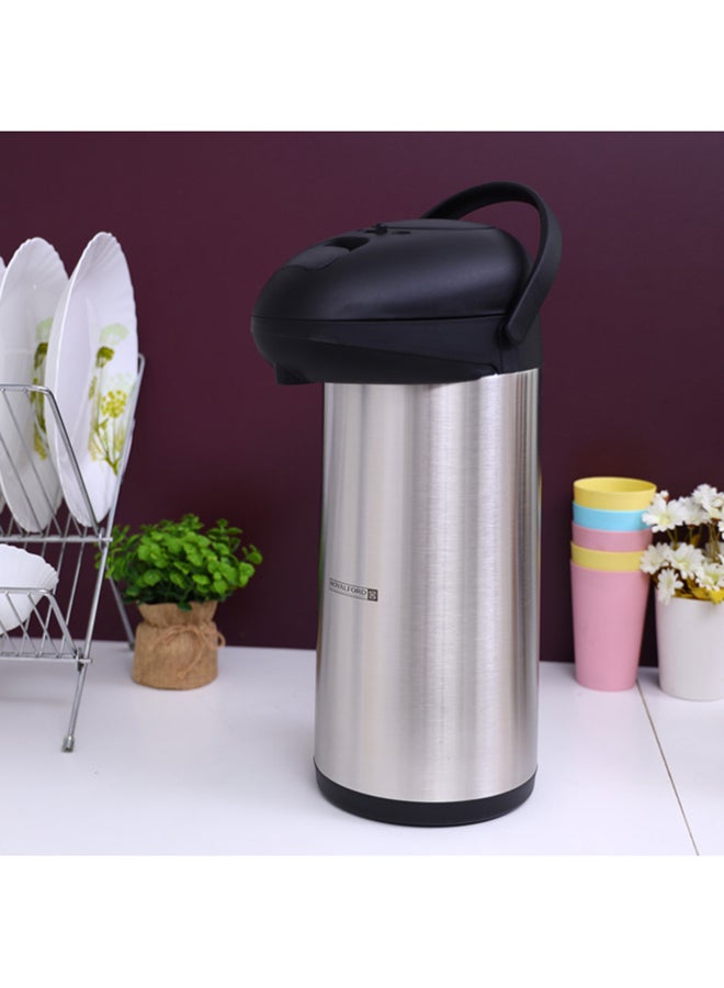 Royalford 5L Airpot Flask Double Wall Vacuum Insulation Durable Stainless Steel Inner Pot 17.2X43Cm Multicolor Silver/Black  - Image 3