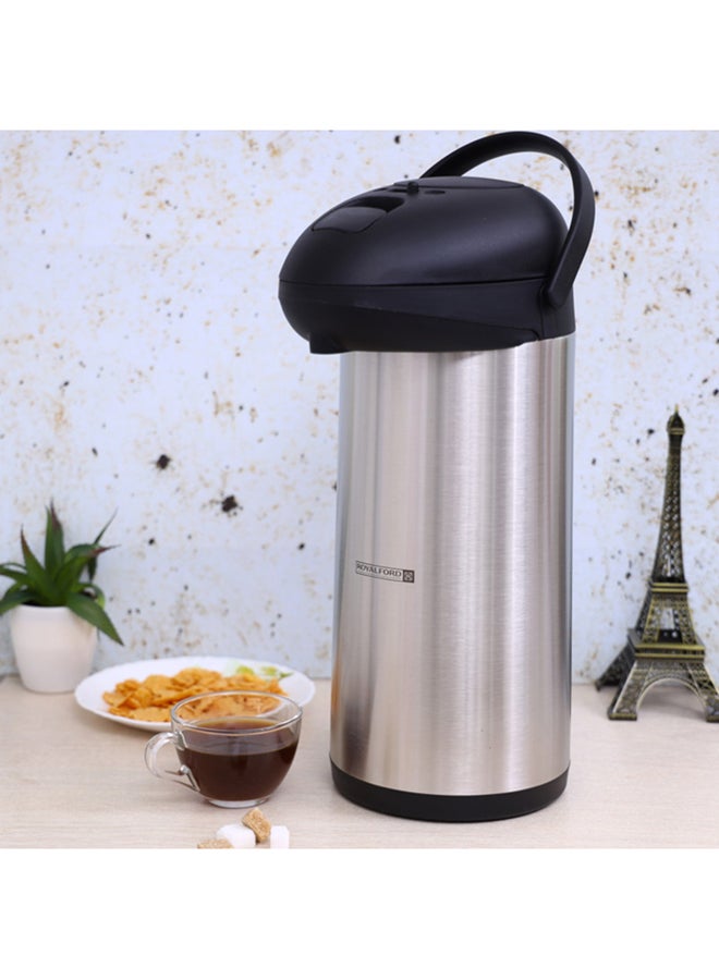 Royalford 5L Airpot Flask Double Wall Vacuum Insulation Durable Stainless Steel Inner Pot 17.2X43Cm Multicolor Silver/Black  - Image 4