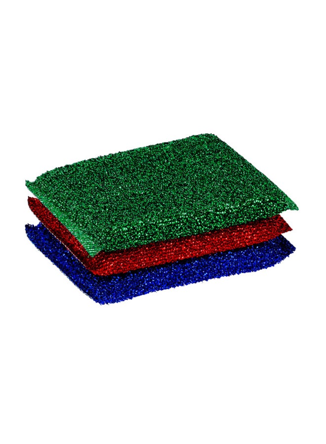 Generic Royalbright 3Pcs Mesh Scrubber Heavy Duty And Long Lasting 12.5X8.5X1.5 Cm Multi Color Assorted Colours  - Image 2