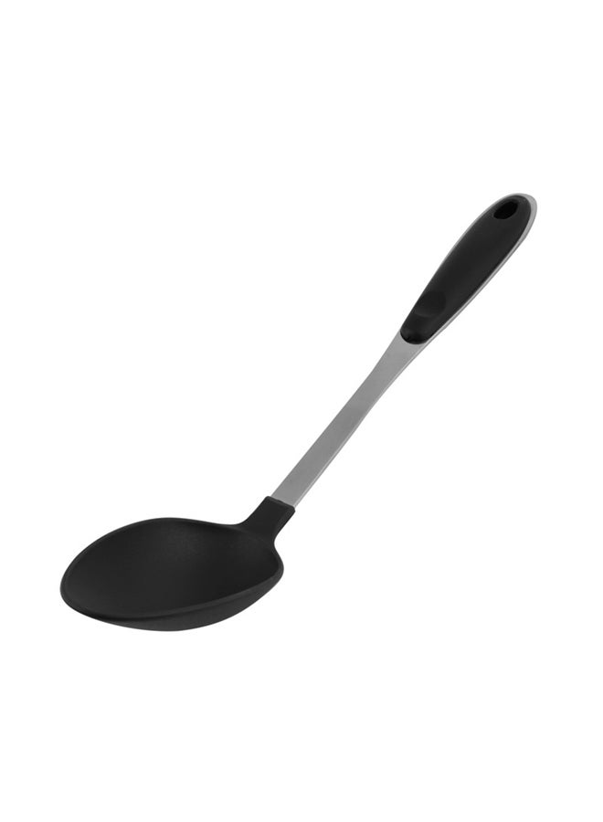 Royalford Nylon Serving Spoon Black With Silver Handle 32.5x6.5x6.5cmcm  - Image 2
