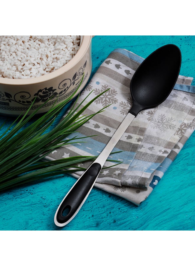 Royalford Nylon Serving Spoon Black With Silver Handle 32.5x6.5x6.5cmcm  - Image 3