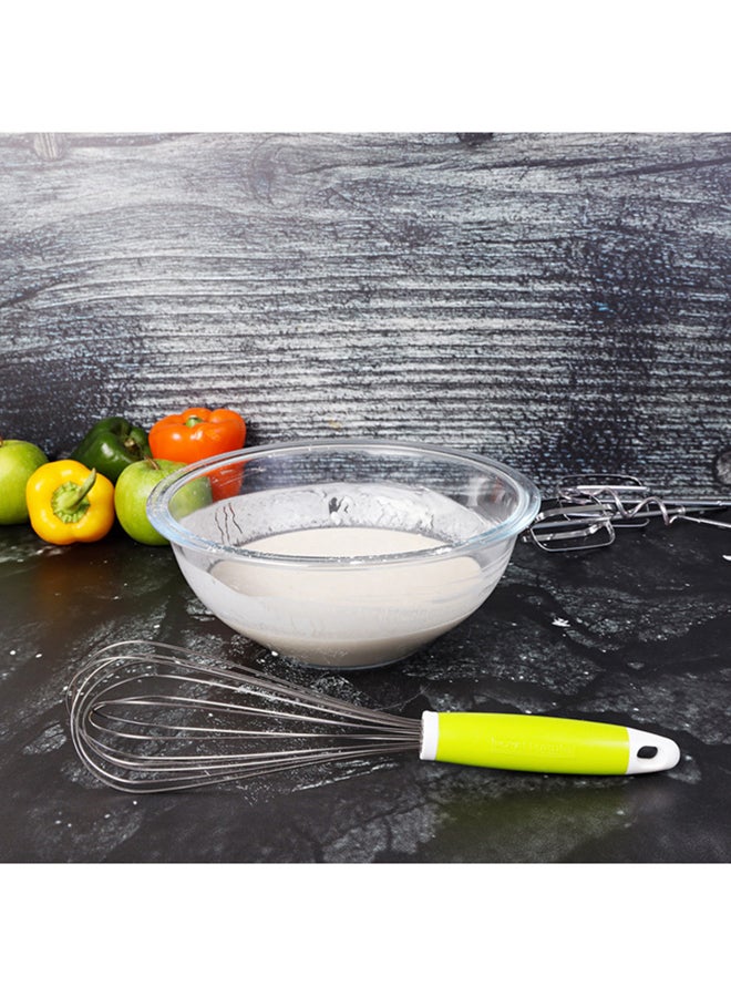 Royalford Stainless Steel + Abs Whisk Multi Color31.5X7 Cm Silver With Green Handle 31.5x7cm  - Image 1