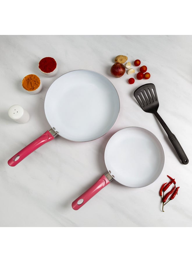 Royalford 3-Piece Frying Pan Set Pink Frying Pan Medium 26, Frying Pan Small 20cm  - Image 3