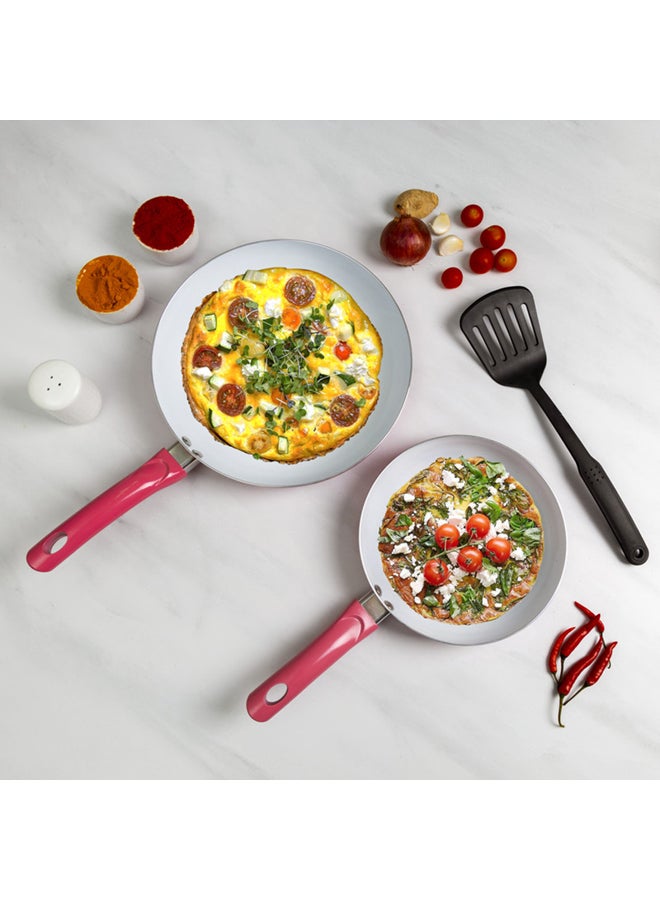 Royalford 3-Piece Frying Pan Set Pink Frying Pan Medium 26, Frying Pan Small 20cm  - Image 4