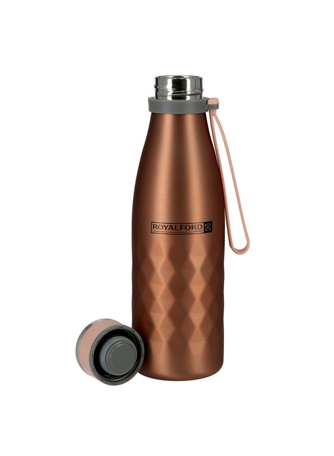 Royalford Stainless Steel Vacuum Water Bottle Brown/Pink/Grey 550ml  - Image 2