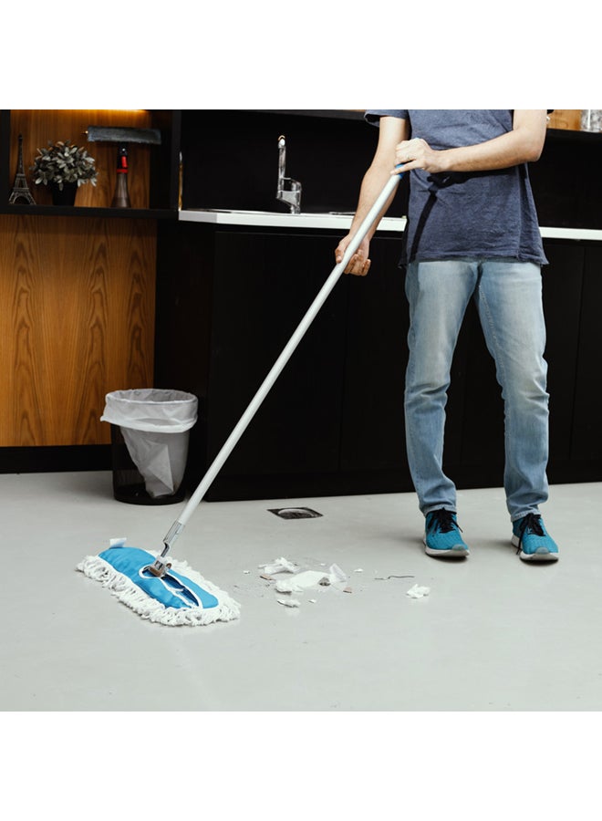 Royalford Airport Mop W-Aluminium Handle 600Mm Dust Mop Multicolor Silver Handle Blue Mop Head 131x35x74cm  - Image 4