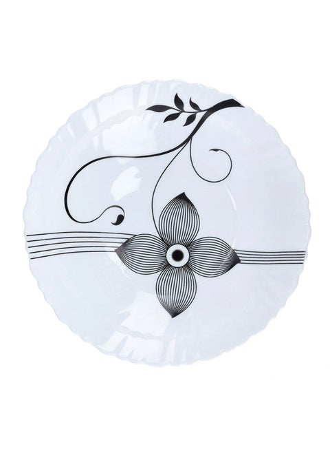 Floral Printed Dinner Plate White/Black 7.5cm
