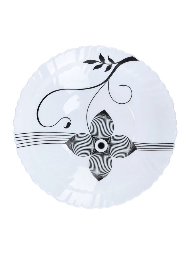 Royalford Floral Printed Dinner Plate White/Black 7.5cm  - Image 1