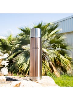 Royalford Stainless Steel Vacuum Bottle Brown/Silver 1Liters  - Image 3