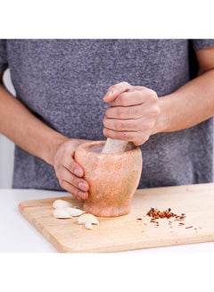 Royalford Marble Grinding Bowl Royalford RF7292, Comfortable Grip, Easy to Clean, Marble Build, Non-skid Base White Marble 1cm  - Image 5