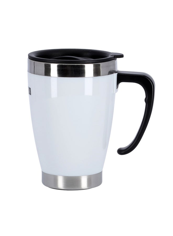 Royalford Stylish 360 Drinking Vacuum Insulated Double-walled Closure Edged Leakproof Travel Mug White 400ml  - Image 1