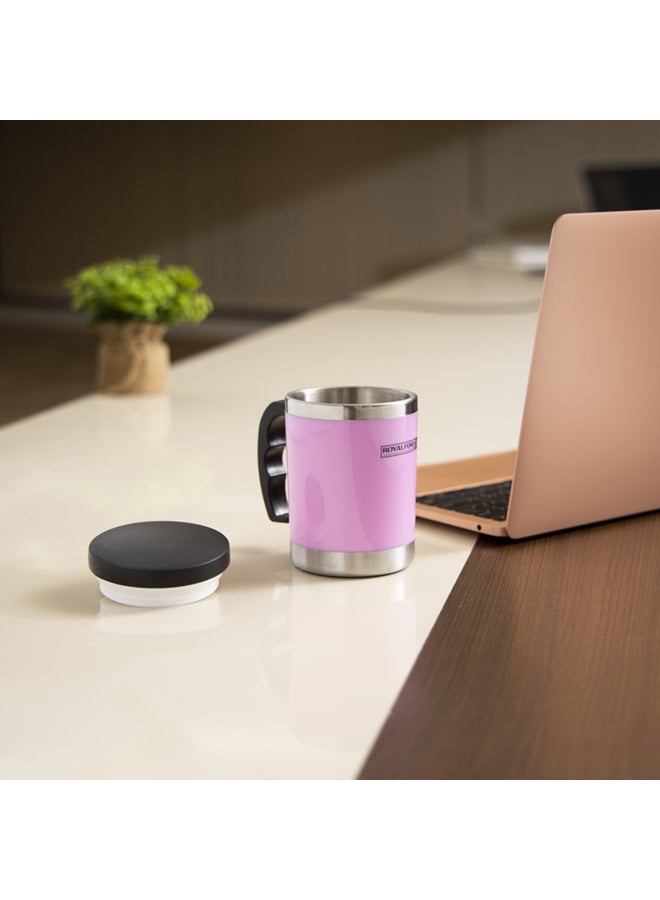 Royalford Stylish 360 Drinking Vacuum Insulated Double-walled Closure Edged Leakproof Travel Mug White 400ml  - Image 3