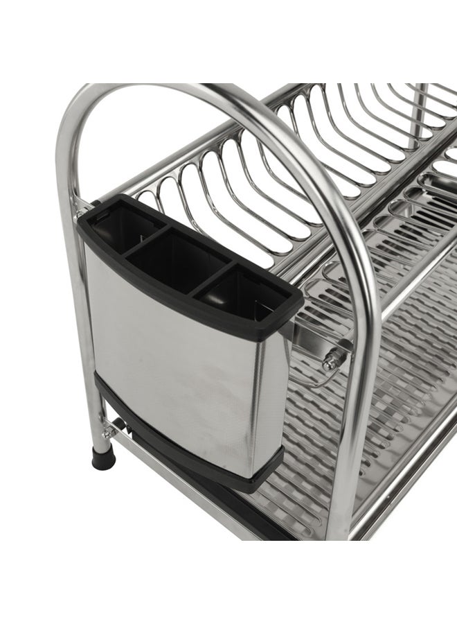 2-Layer Stainless Steel Dish Rack Silver 57x27x40cm - Image 4