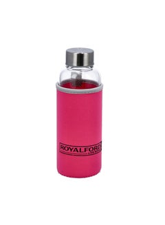 Royalford BRS Glass Bottle Pink/Clear 420ml  - Image 1