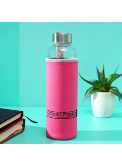 Royalford BRS Glass Bottle Pink/Clear 420ml  - Image 3