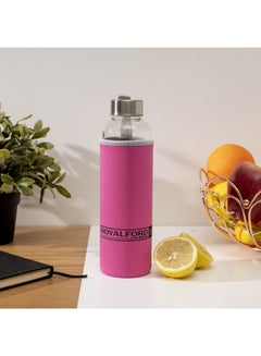 Royalford BRS Glass Bottle Pink/Clear 420ml  - Image 4