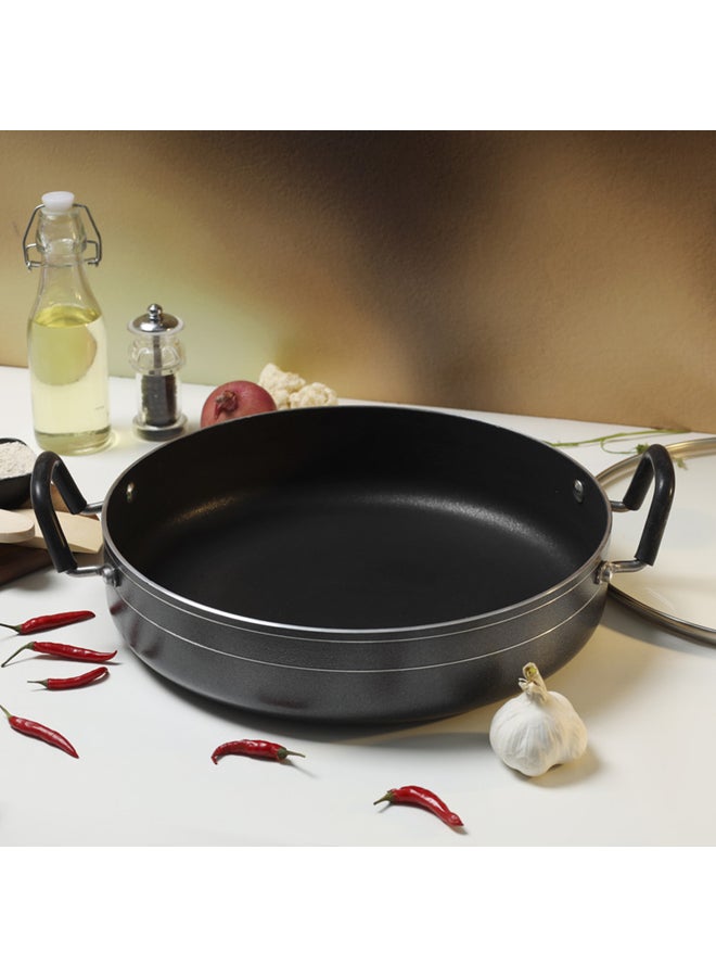 Royalford Non-Stick Frying Pan With Lid Black/Silver 32cm  - Image 5