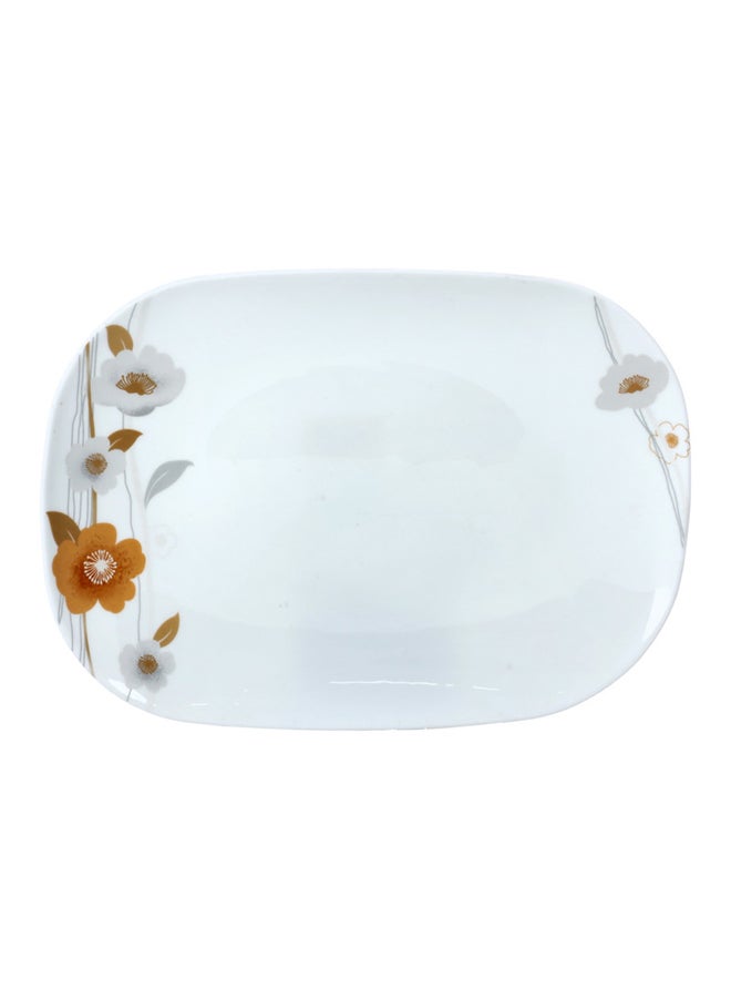 Royalford - Attractive Glass Oblong Plate White/Brown 18x12x3cm - Image 1