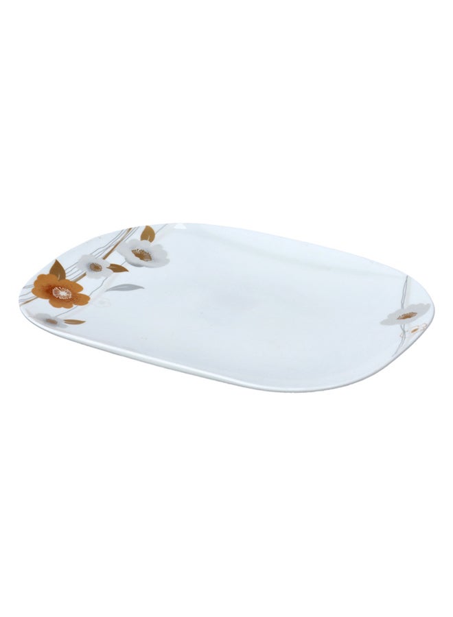 Royalford - Attractive Glass Oblong Plate White/Brown 18x12x3cm - Image 1