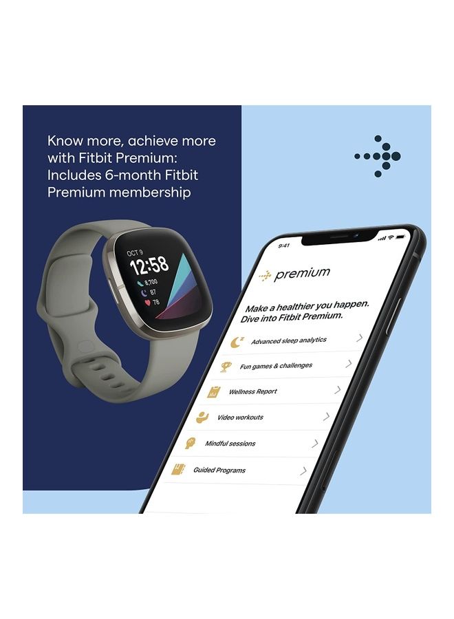 Fitbit - Advanced Smartwatch With Tools For Heart Health, Stress Management And Skin Temperature Trends Grey/Silver - Image 1