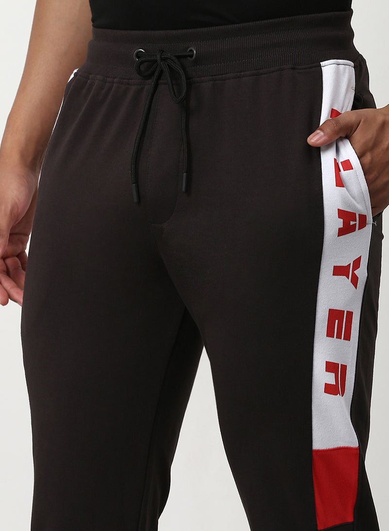ABOF Regular Fit Joggers Brown/White  - Image 4
