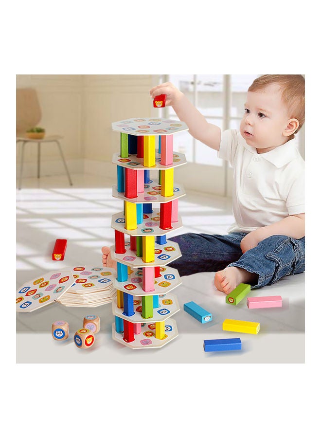 EHOME Children's Wooden 54 Stacked High Building Blocks Stacking Tower 30x30cm  - Image 2