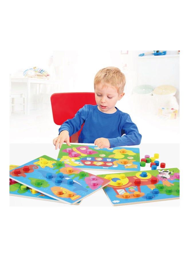 EHOME Colour And Shape Classification Mushroom Nail Puzzle Board Toy 22.2x14.8x1.5cm - Image 2