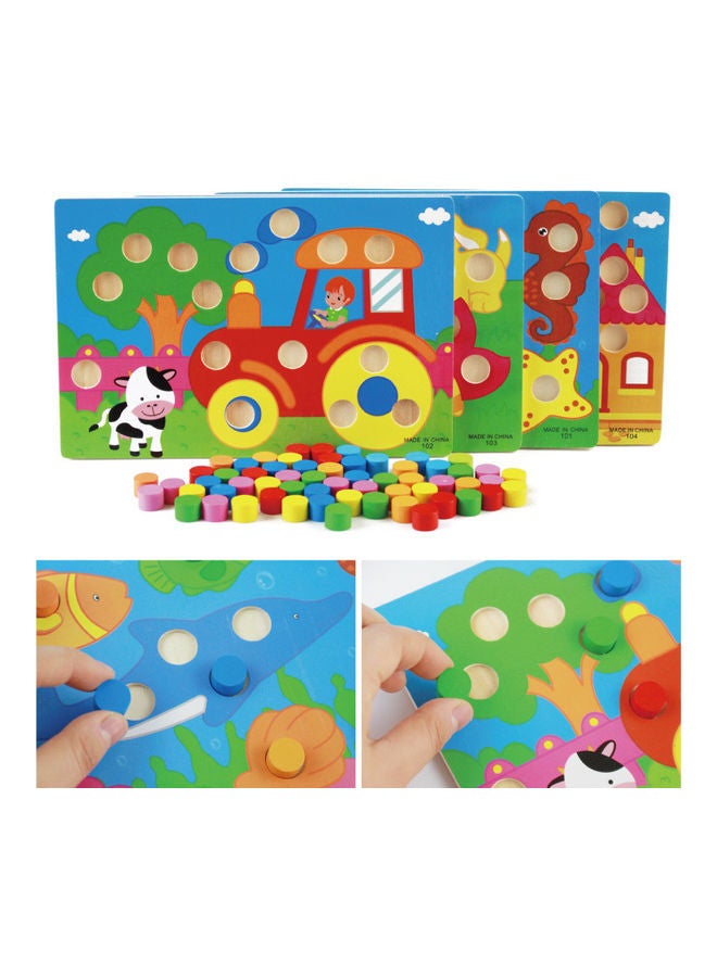 EHOME Colour And Shape Classification Mushroom Nail Puzzle Board Toy 22.2x14.8x1.5cm - Image 3