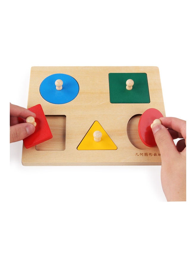 EHOME Natural Wooden Geometric Shape Matching Puzzle 20.7x17.7cm - Image 3