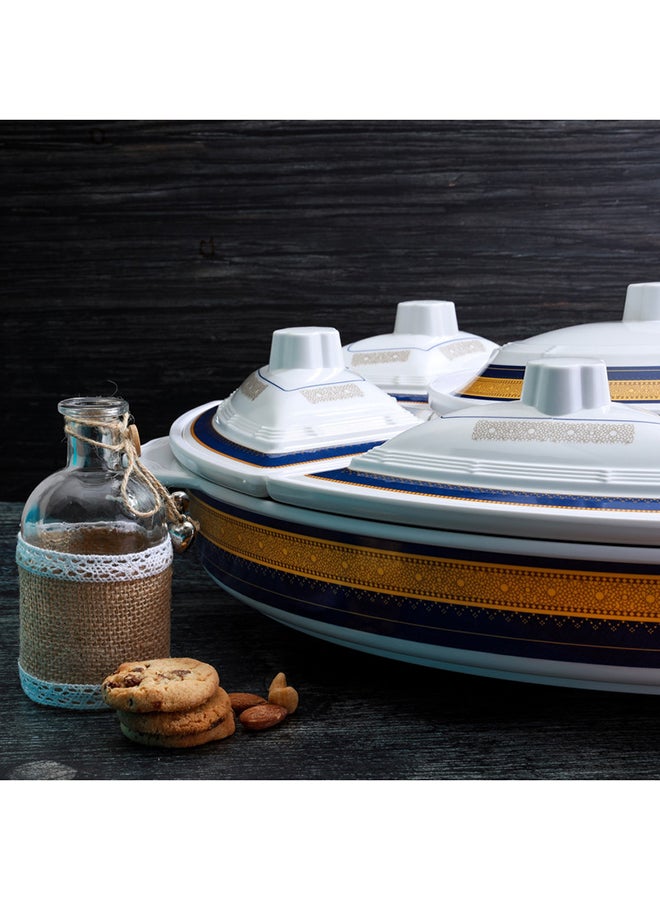 Rotating Serving Tray Blue/White/Beige 35cm