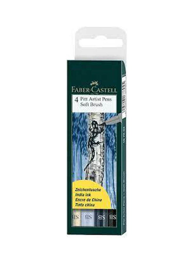 FABER-CASTELL Wallet Of 4 Pitt Artist Soft Brush India Ink Pen Multicolour - Image 1