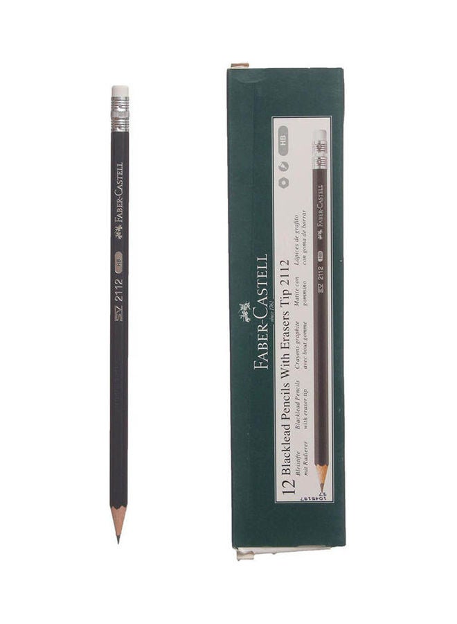 FABER-CASTELL Set Of 12 - 2122 Hb Pencil With Eraser Black