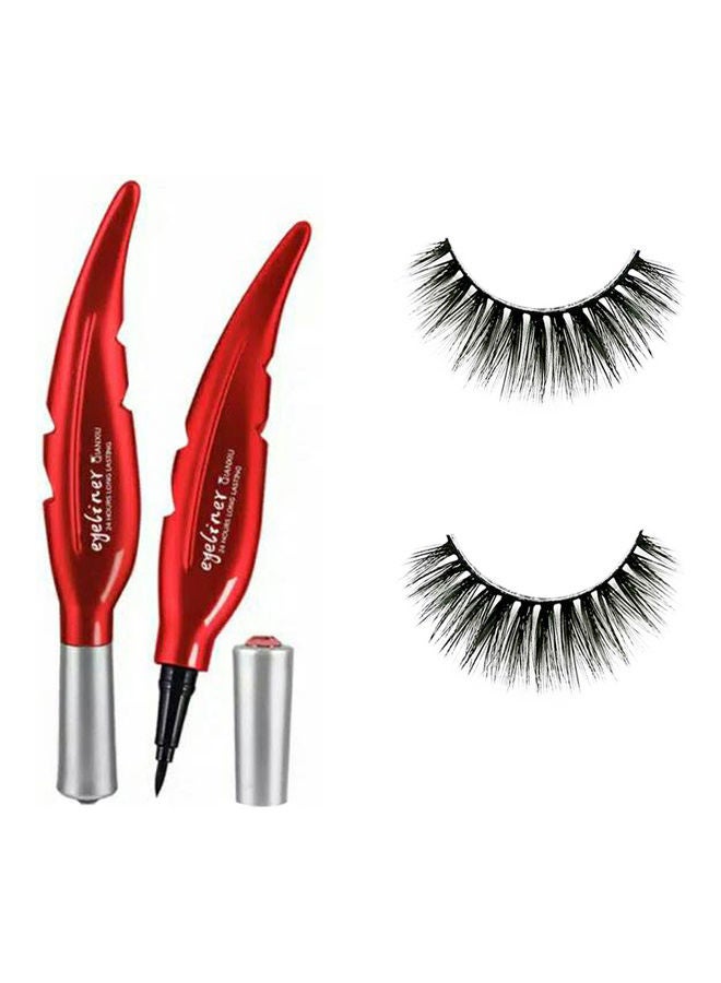 QIANXIU Eye Liner With Handmade False Eyelashes Black - Image 1