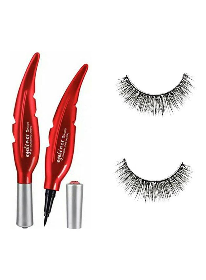 QIANXIU Liquid Eye Liner With Handmade False Eyelashes Black - Image 1