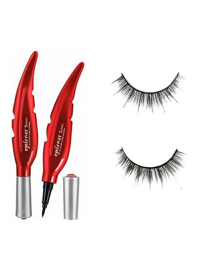 QIANXIU Eye Liner With Handmade False Eyelashes Black - Image 1