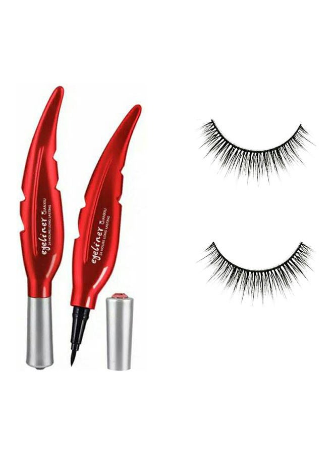 QIANXIU Eye Liner With Handmade False Eyelashes Black - Image 1