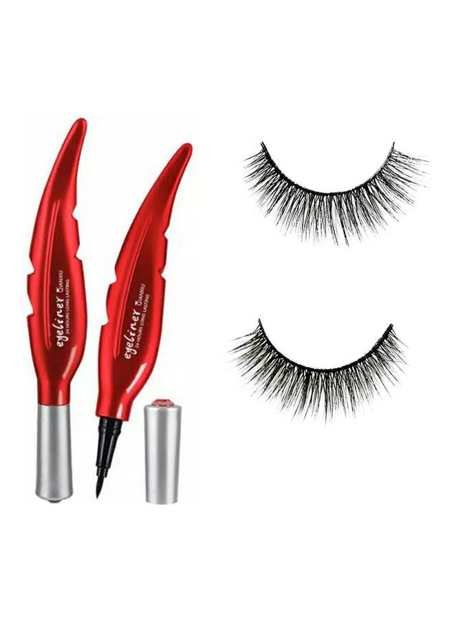 QIANXIU Eye Liner With Handmade False Eyelashes Black - Image 1