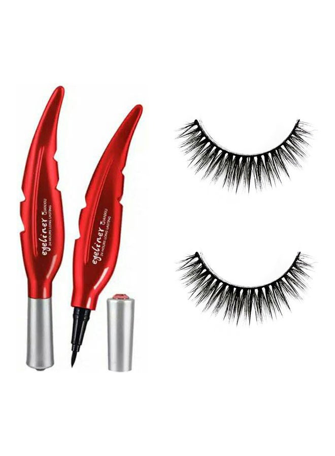 QIANXIU Eye Liner With Handmade False Eyelashes Black - Image 1